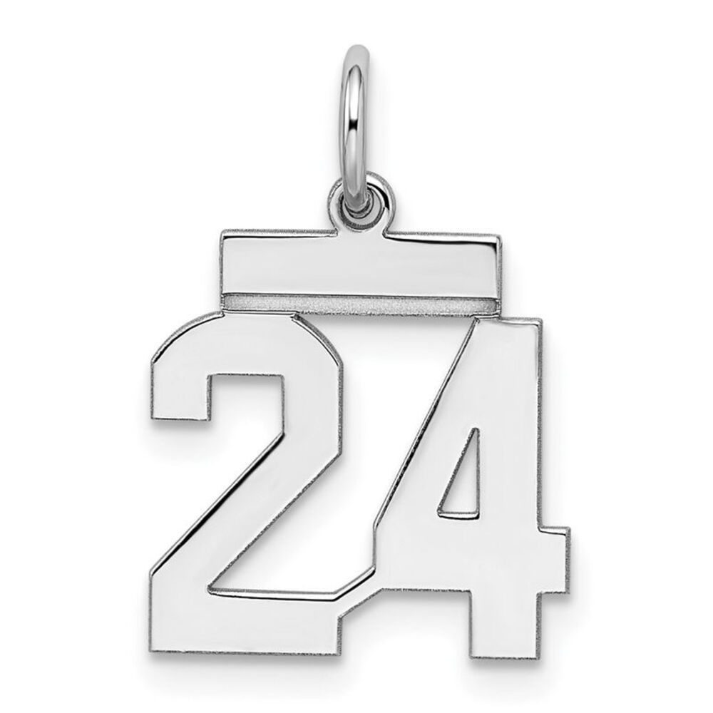 Sterling Silver, Athletic Collection, Small Polished Number 24 Pendant